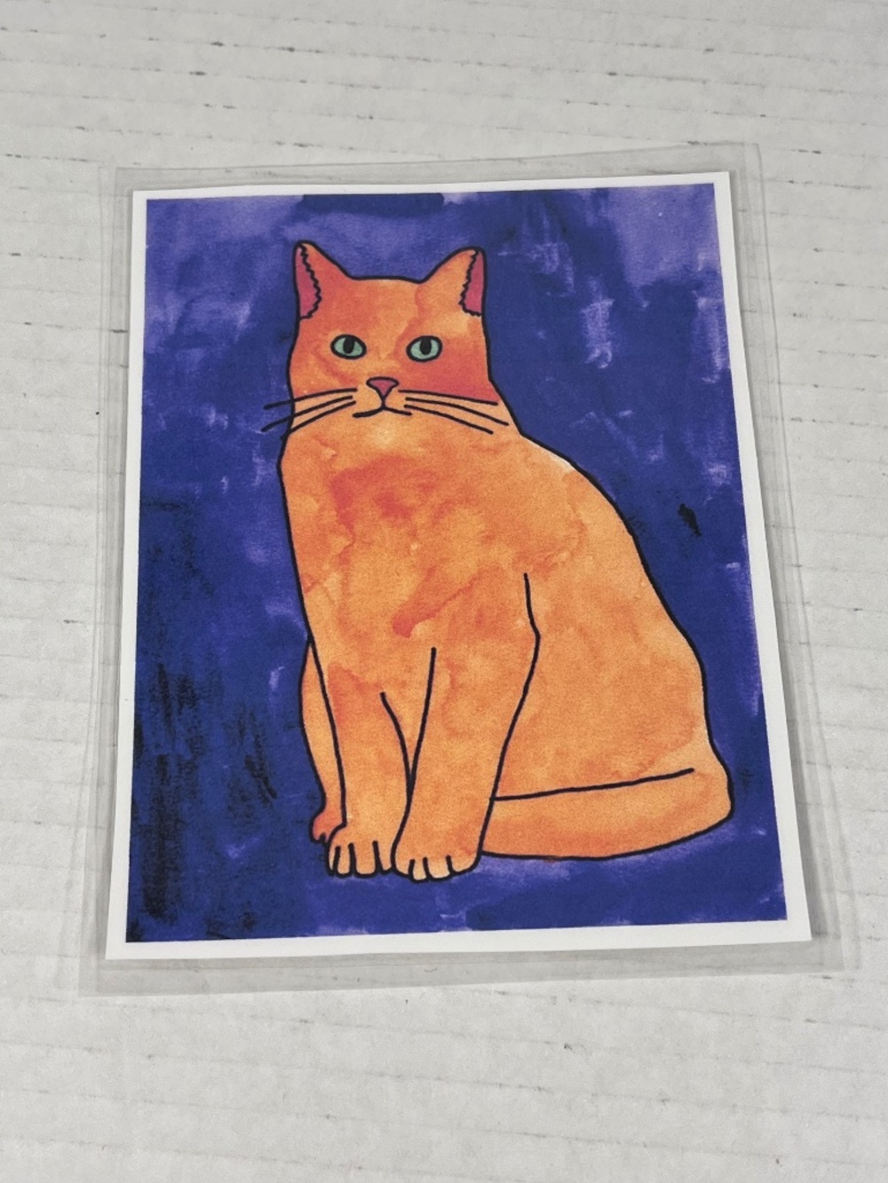Cat Watercolor Painting Art Print Laminated ~4.25 x 5.5 inches